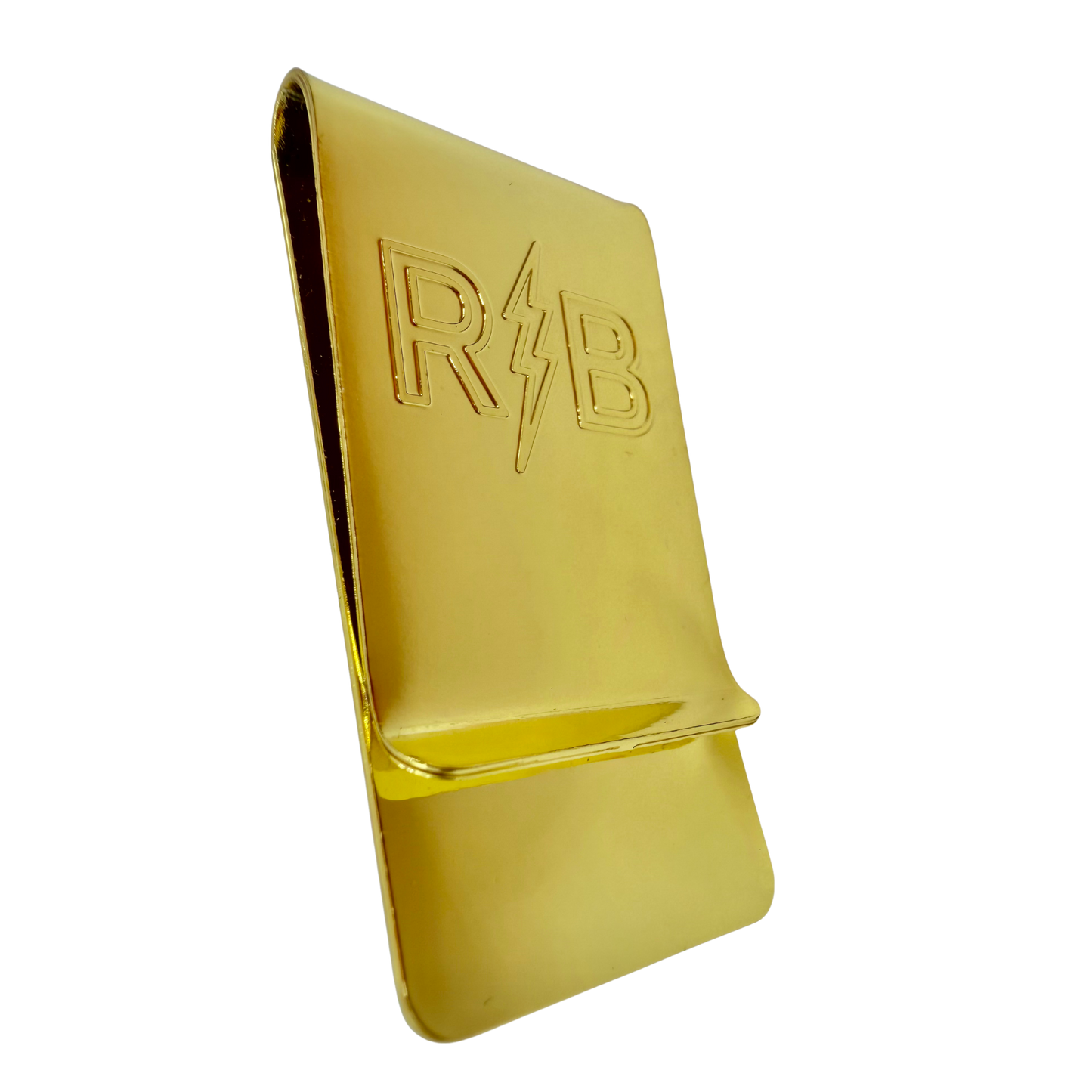 The Mini Boss Bundle - Low Profile Brass Money Clip & FREE Velvet Casino Chip Pouch